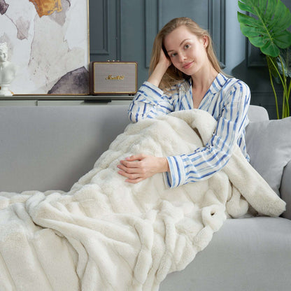 Luxurious CozyBliss Faux Fur Throw Blanket for Stylish Comfort