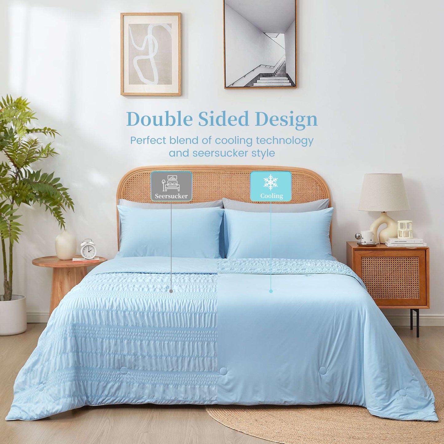 Comfortable Seersucker Cooling Comforter for Cozy Sleep