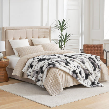 Luxurious Cow Print Faux Fur Throw Blanket for Stylish Decor