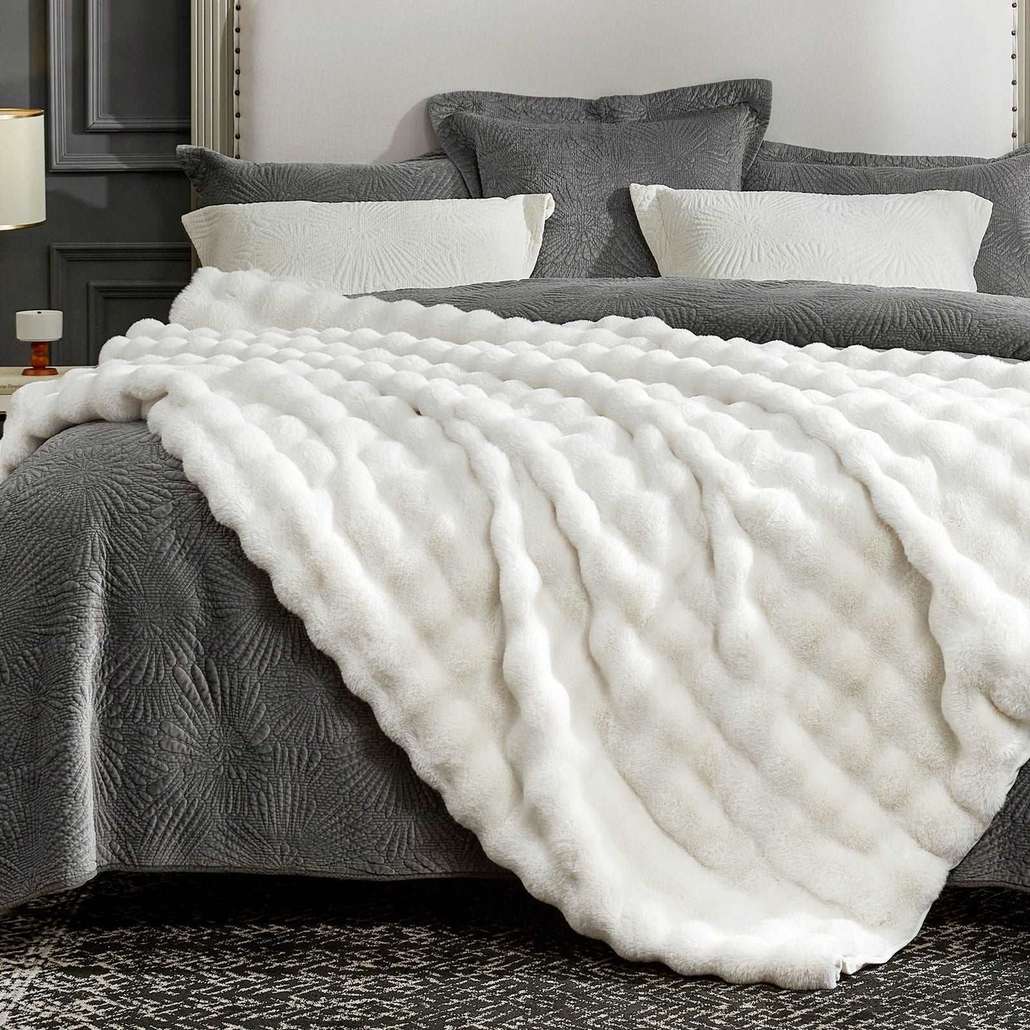 Artisan Bubble Faux Fur Throw Blanket with Unique Tie-Dye Design