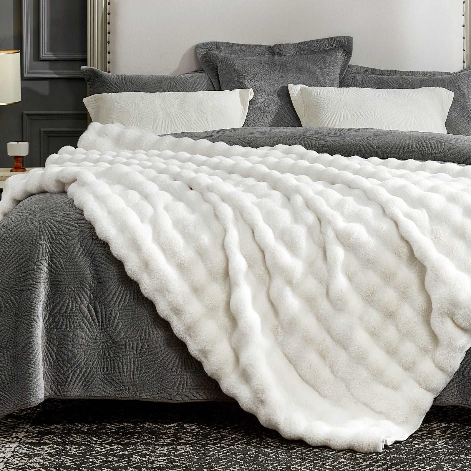 Artisan Bubble Faux Fur Throw Blanket with Unique Tie-Dye Design