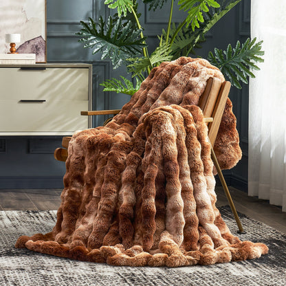 Artisan Bubble Faux Fur Throw Blanket with Unique Tie-Dye Design