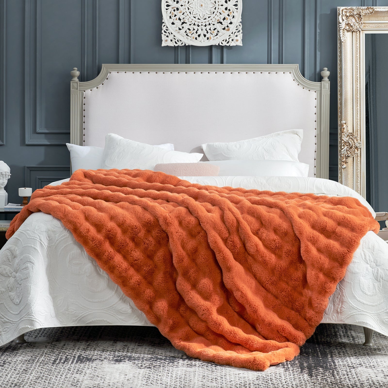 Artisan Bubble Faux Fur Throw Blanket with Unique Tie-Dye Design