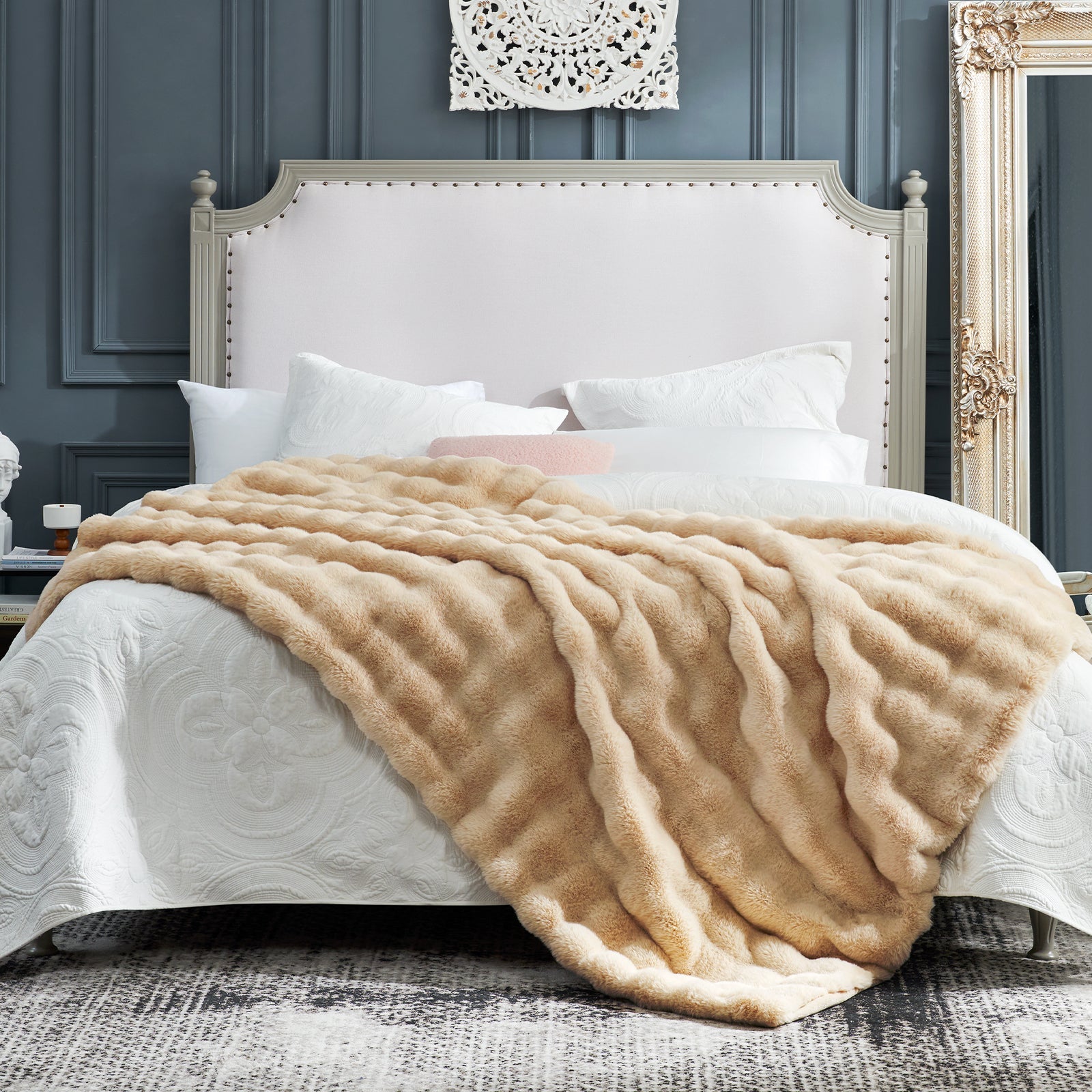 Artisan Bubble Faux Fur Throw Blanket with Unique Tie-Dye Design