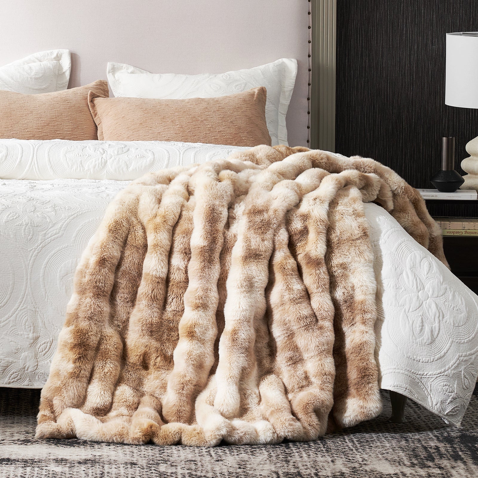 Artisan Bubble Faux Fur Throw Blanket with Unique Tie-Dye Design