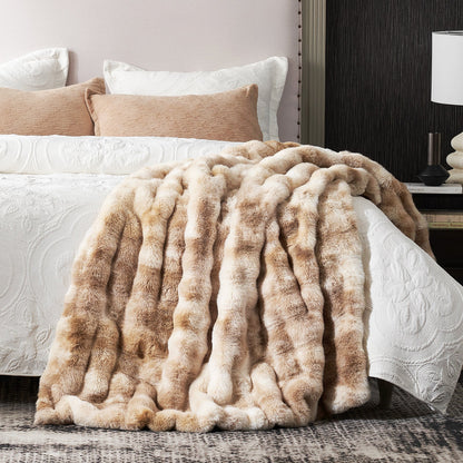 Artisan Bubble Faux Fur Throw Blanket with Unique Tie-Dye Design