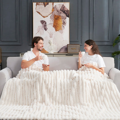 Luxurious Striped Faux Fur Throw Blanket for Cozy Comfort
