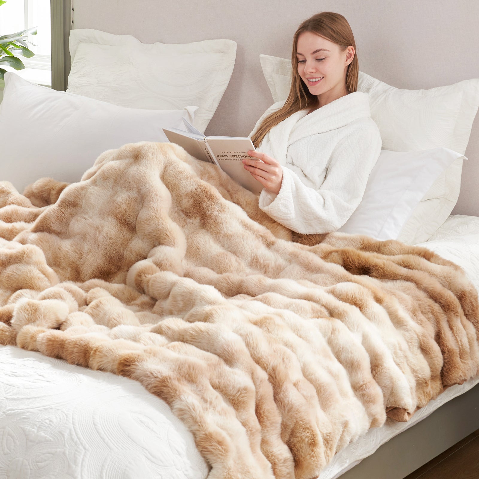 Artisan Bubble Faux Fur Throw Blanket with Unique Tie-Dye Design