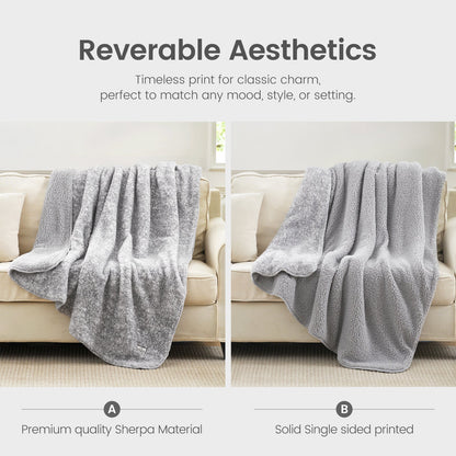 Cozy Bliss Reversible Dual-Sided Sherpa Throw Blanket