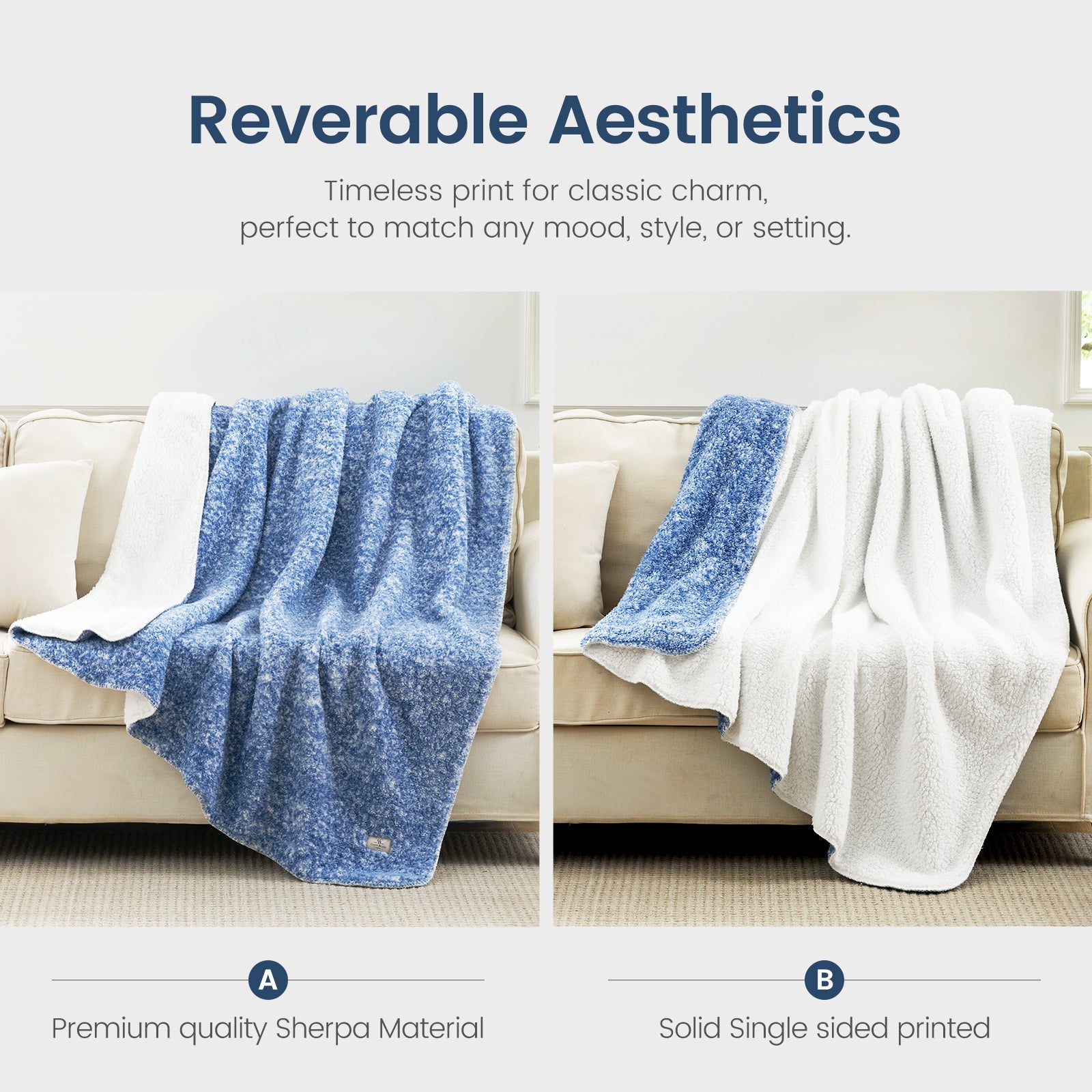 Cozy Bliss Reversible Dual-Sided Sherpa Throw Blanket