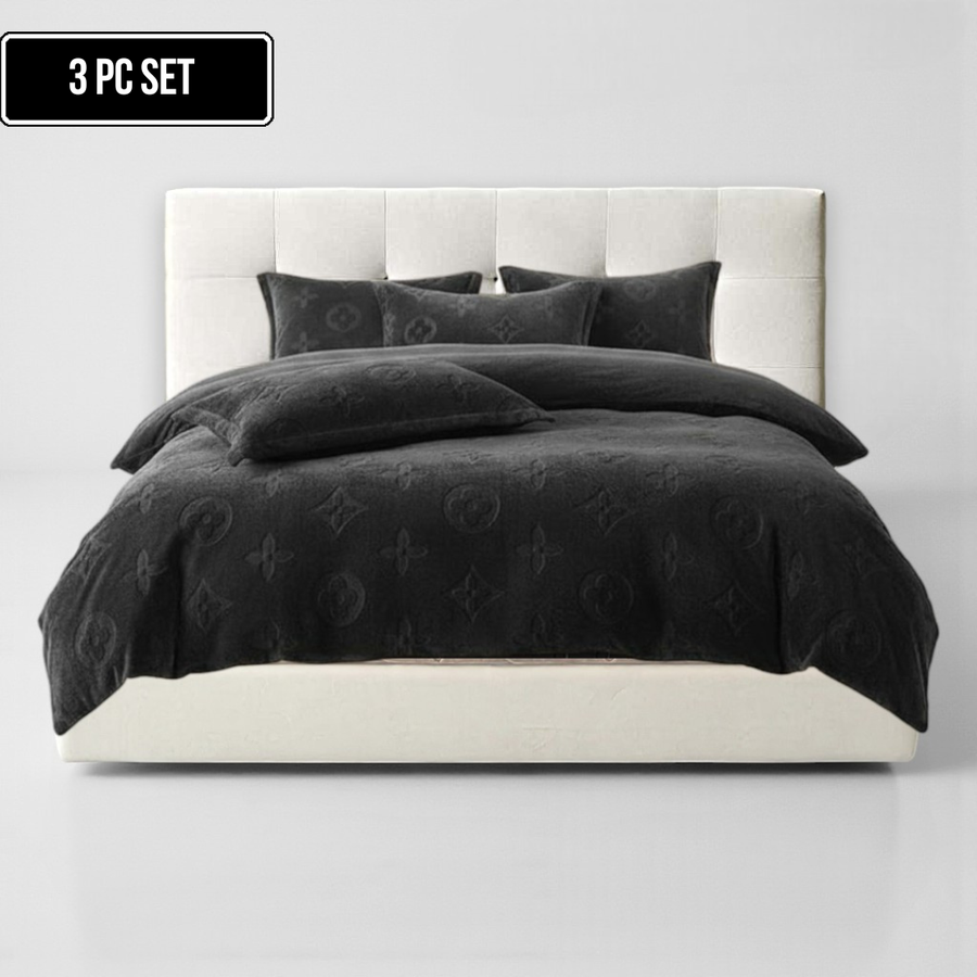 3-Piece MonoFloral Duvet Cover Bedding Set