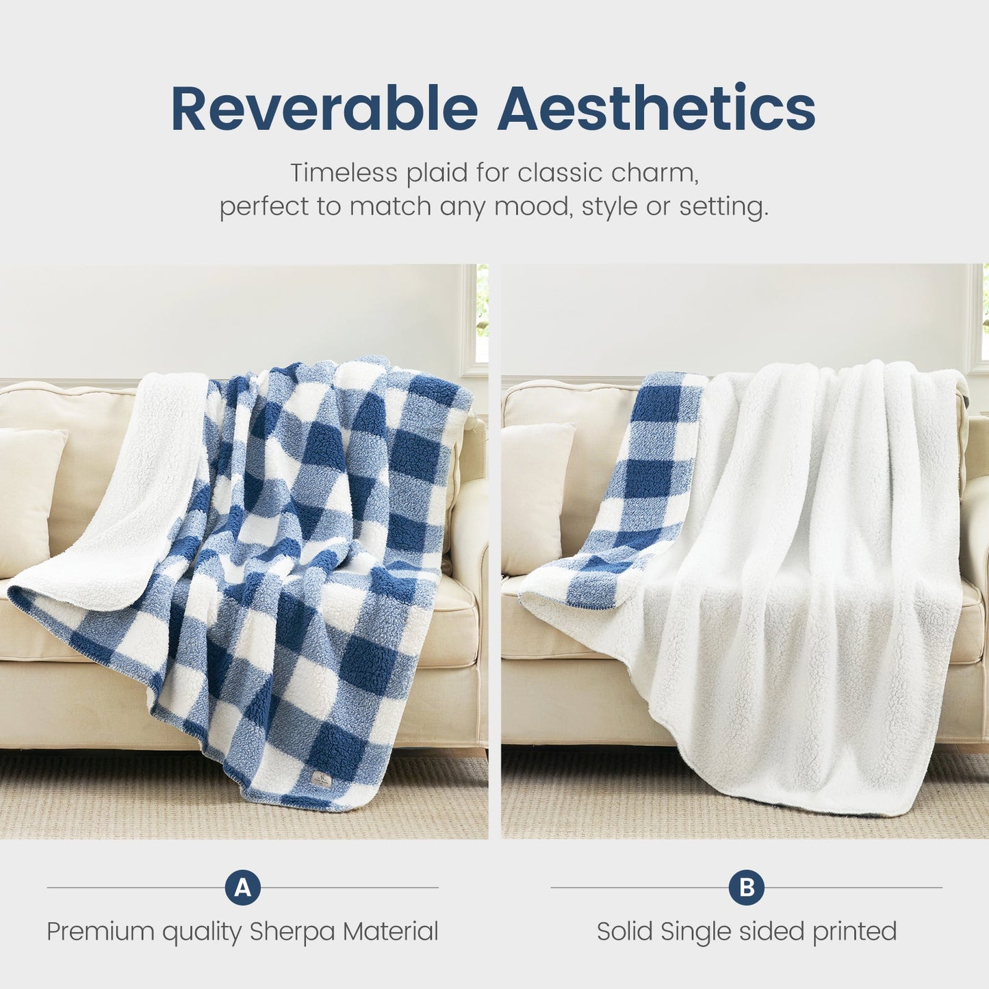Cozy Bliss Reversible Dual-Sided Sherpa Throw Blanket