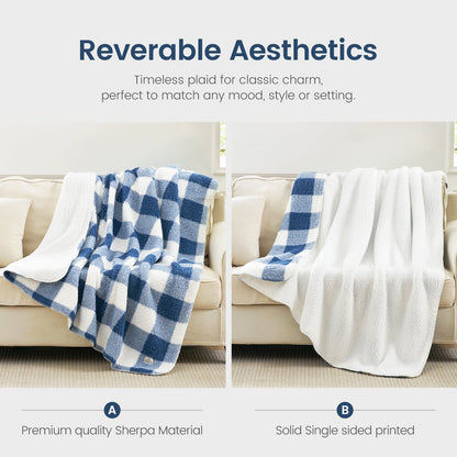 Cozy Bliss Reversible Dual-Sided Sherpa Throw Blanket