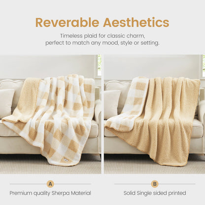 Cozy Bliss Reversible Dual-Sided Sherpa Throw Blanket