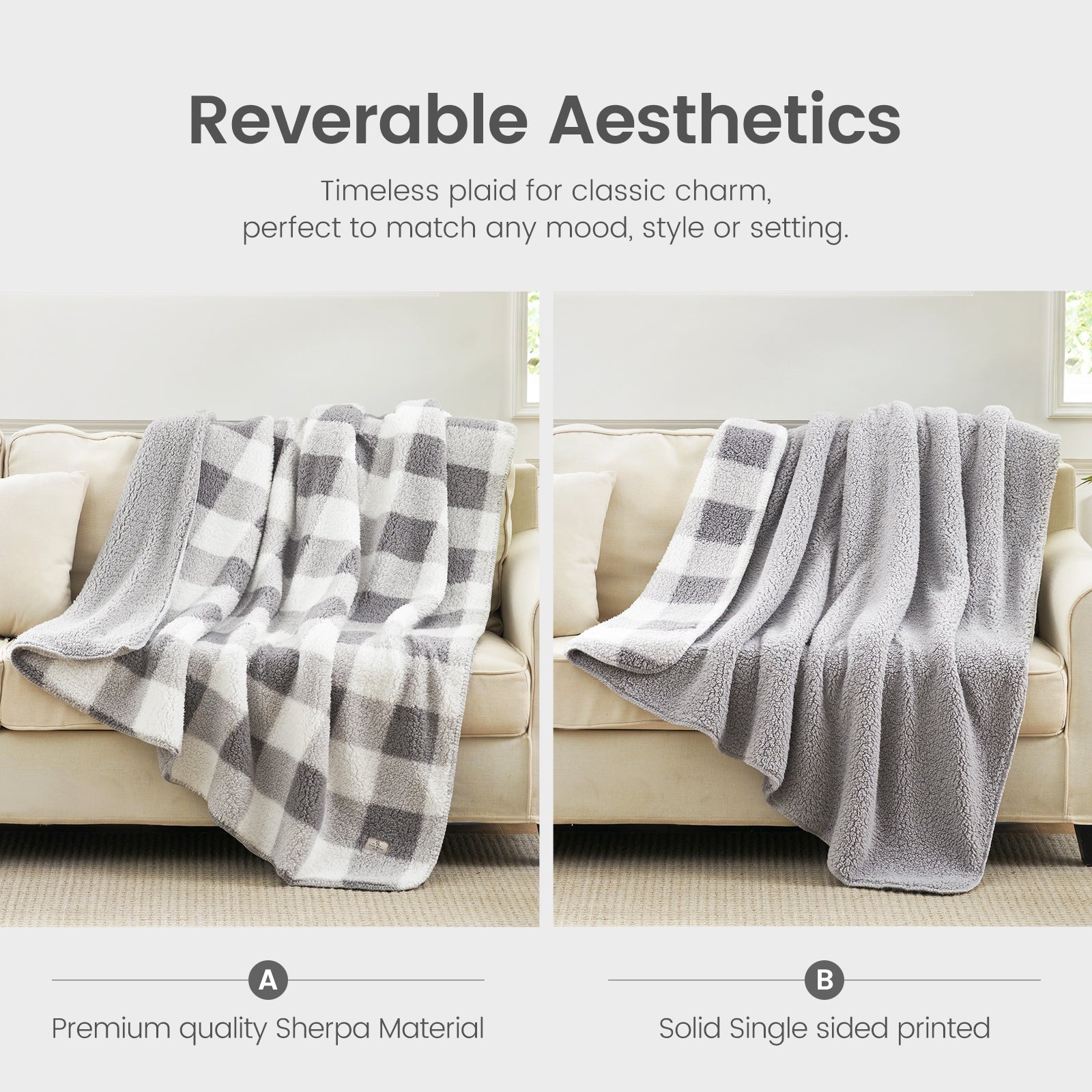 Cozy Bliss Reversible Dual-Sided Sherpa Throw Blanket