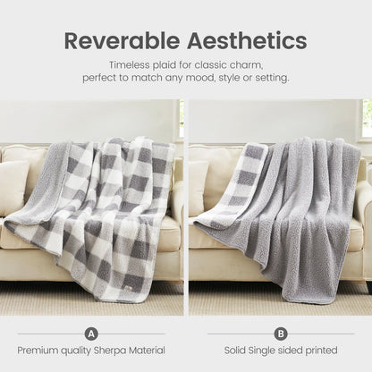 Cozy Bliss Reversible Dual-Sided Sherpa Throw Blanket