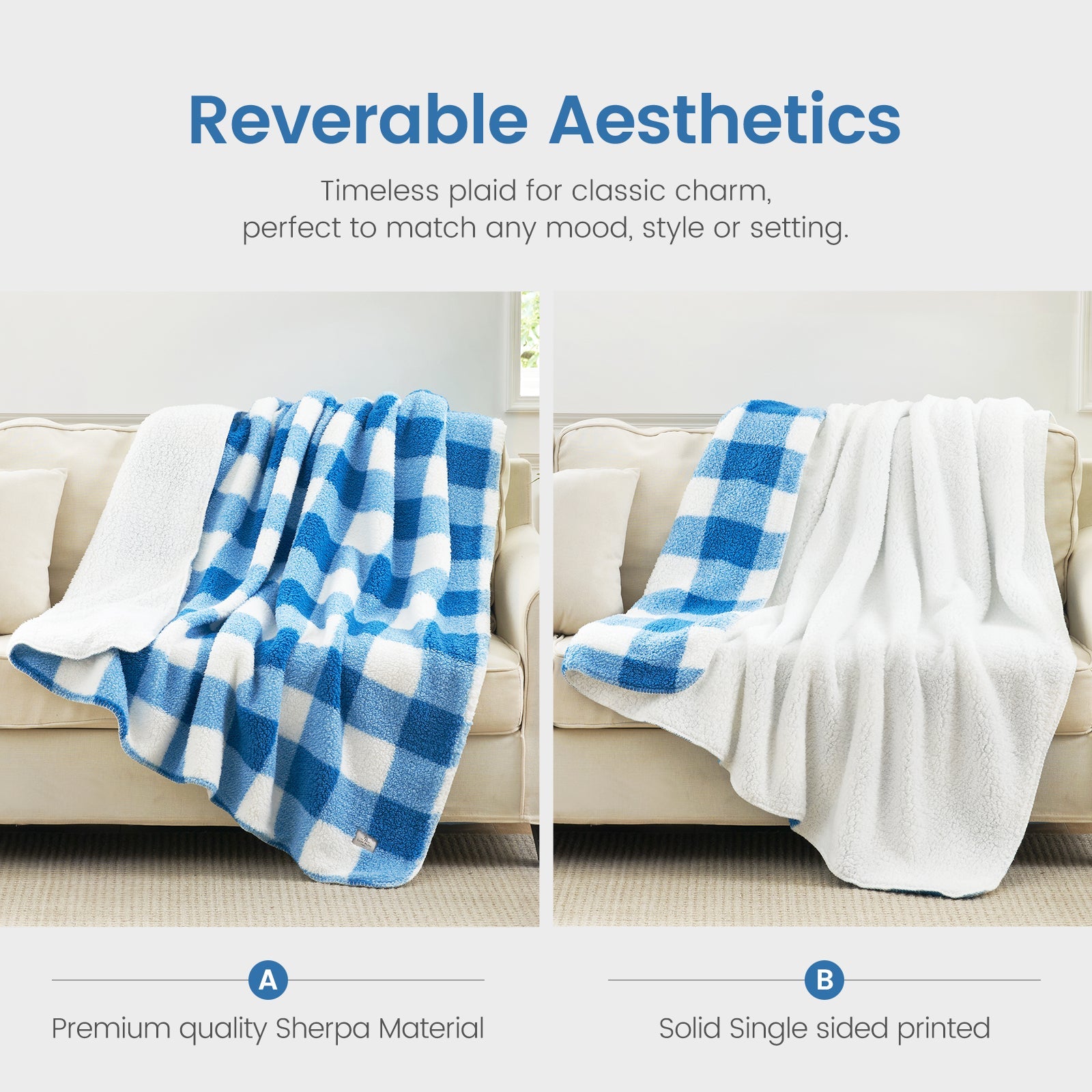 Cozy Bliss Reversible Dual-Sided Sherpa Throw Blanket