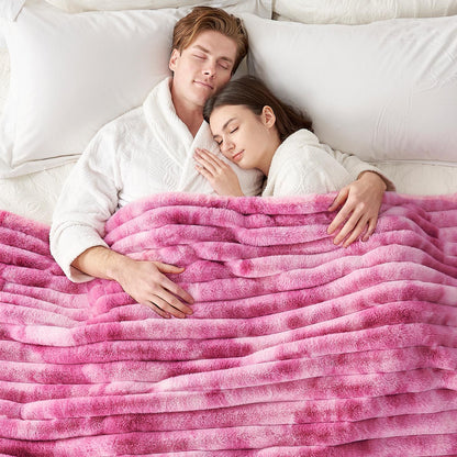 Luxurious Striped Faux Fur Throw Blanket for Cozy Comfort