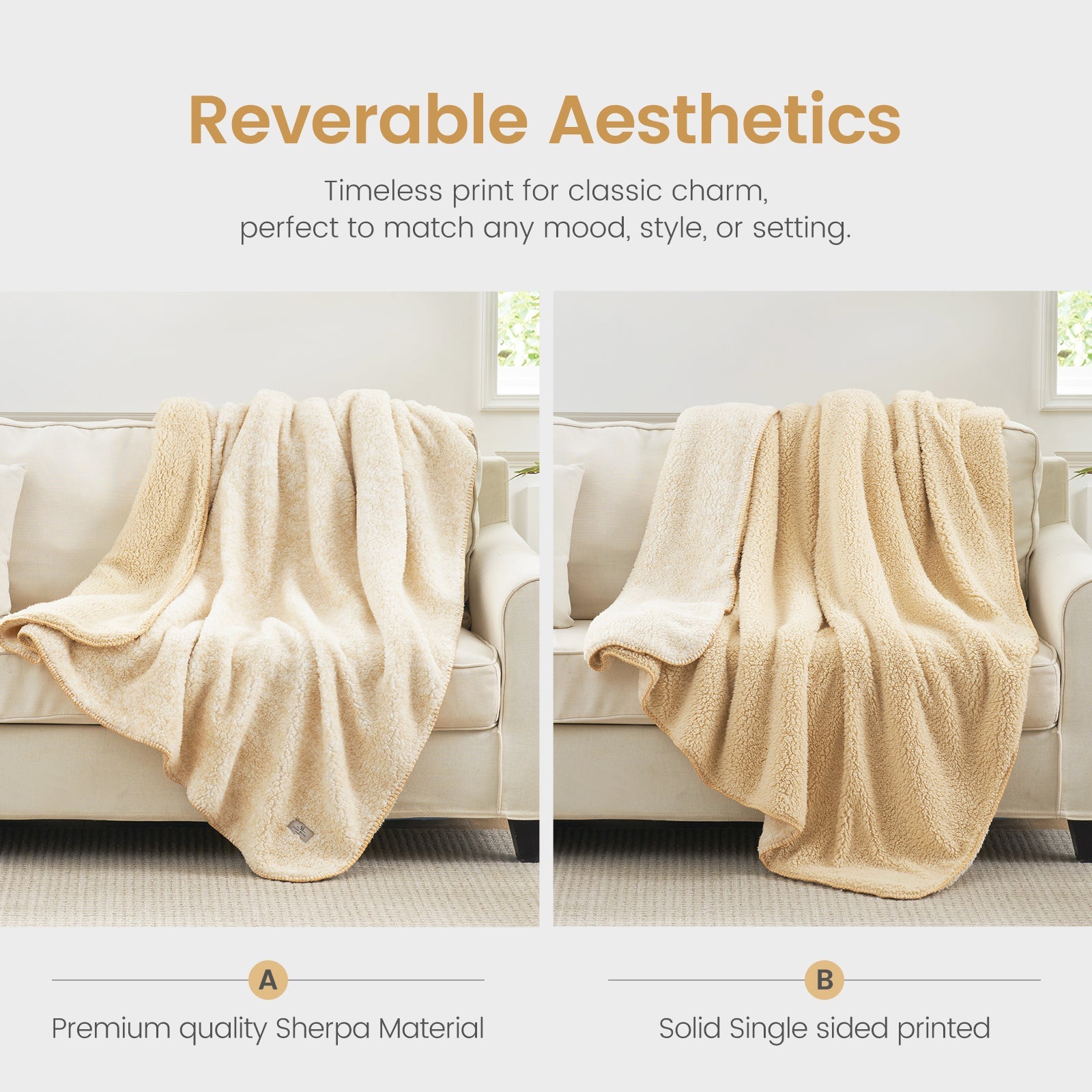 Cozy Bliss Reversible Dual-Sided Sherpa Throw Blanket