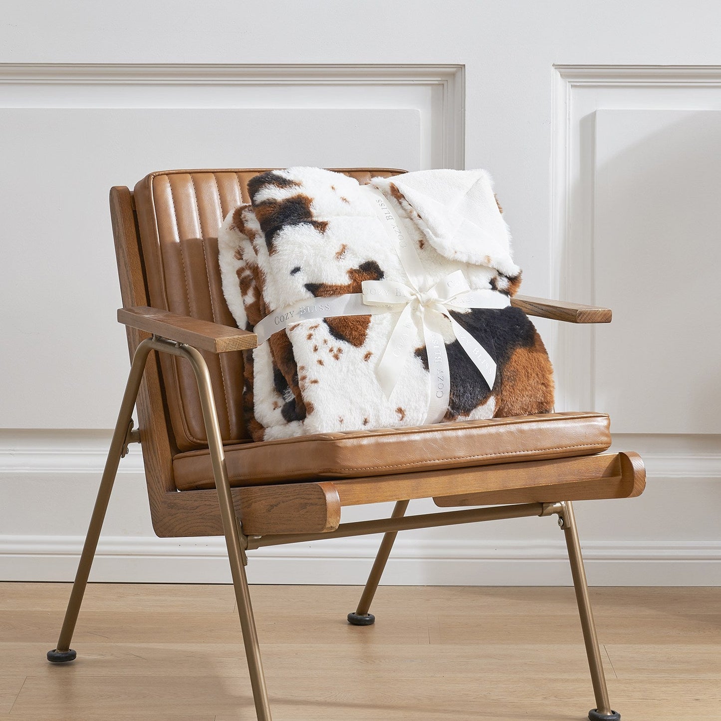 Luxurious Cow Print Faux Fur Throw Blanket for Stylish Decor