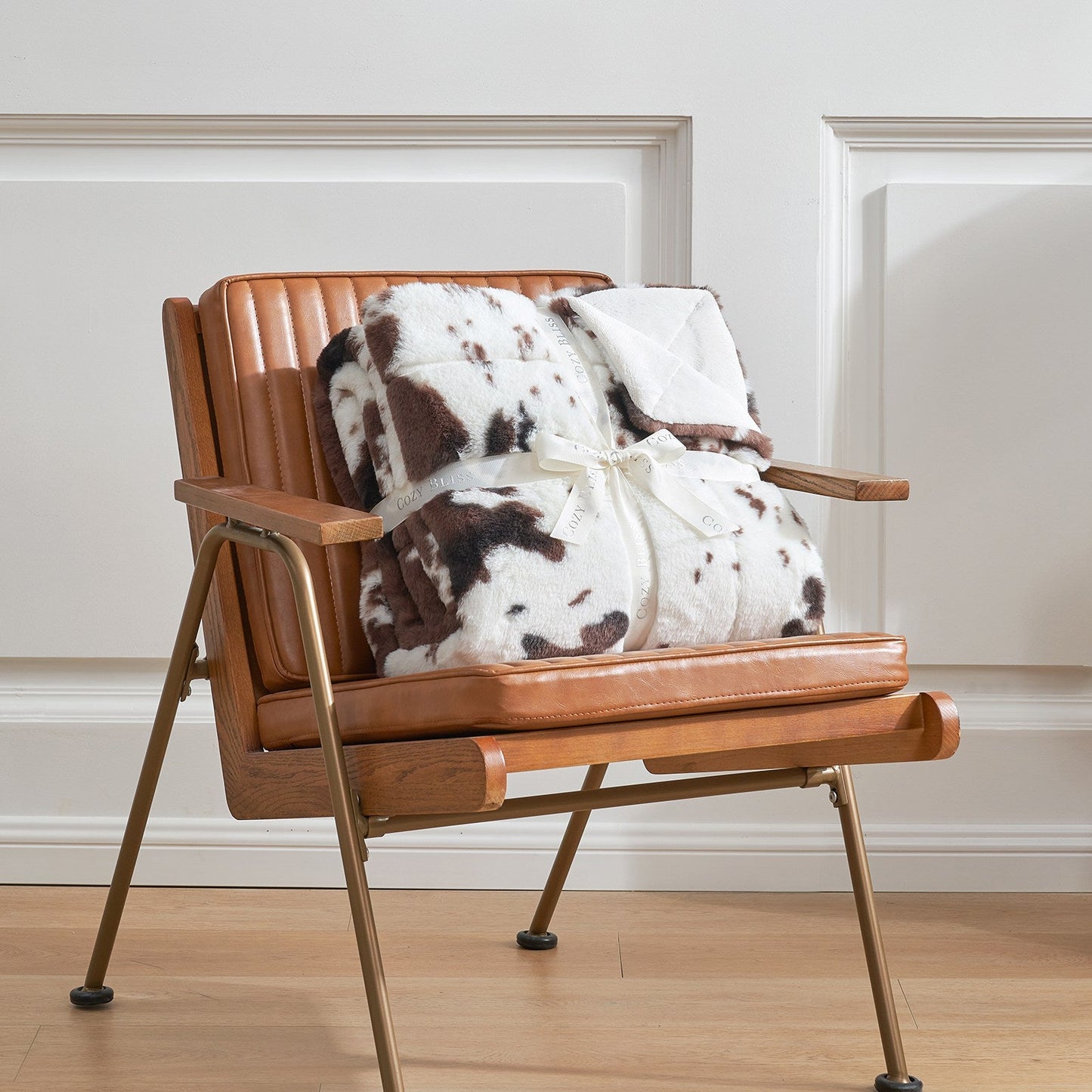 Luxurious Cow Print Faux Fur Throw Blanket for Stylish Decor