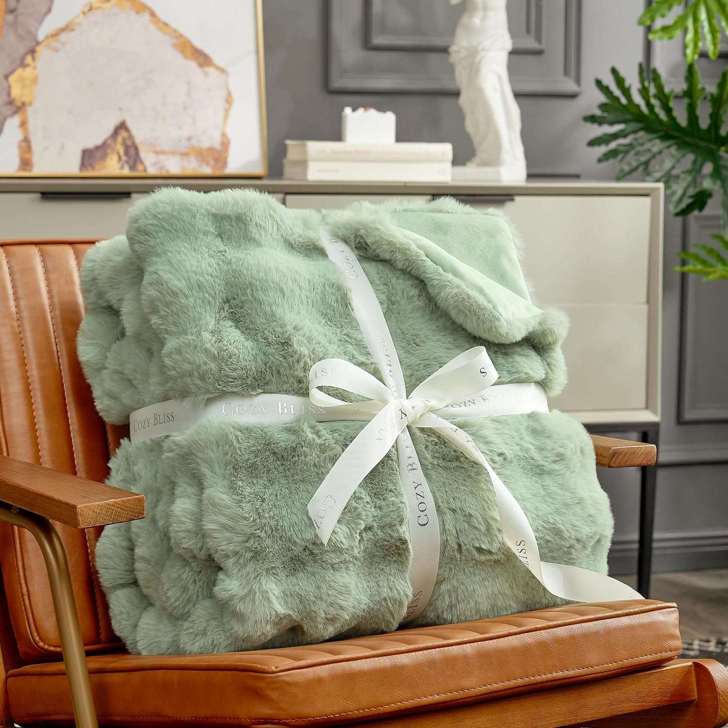 Artisan Bubble Faux Fur Throw Blanket with Unique Tie-Dye Design