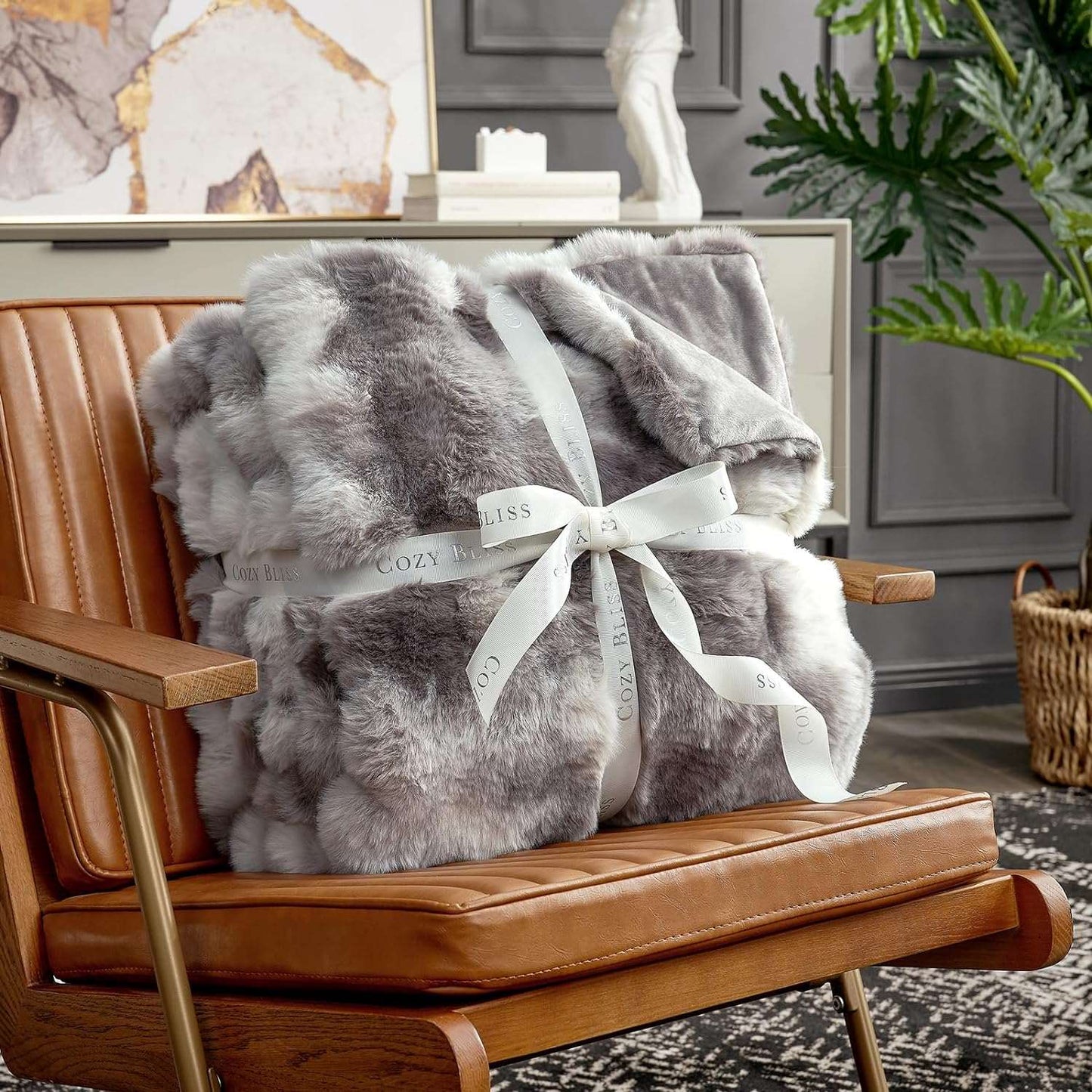Artisan Bubble Faux Fur Throw Blanket with Unique Tie-Dye Design