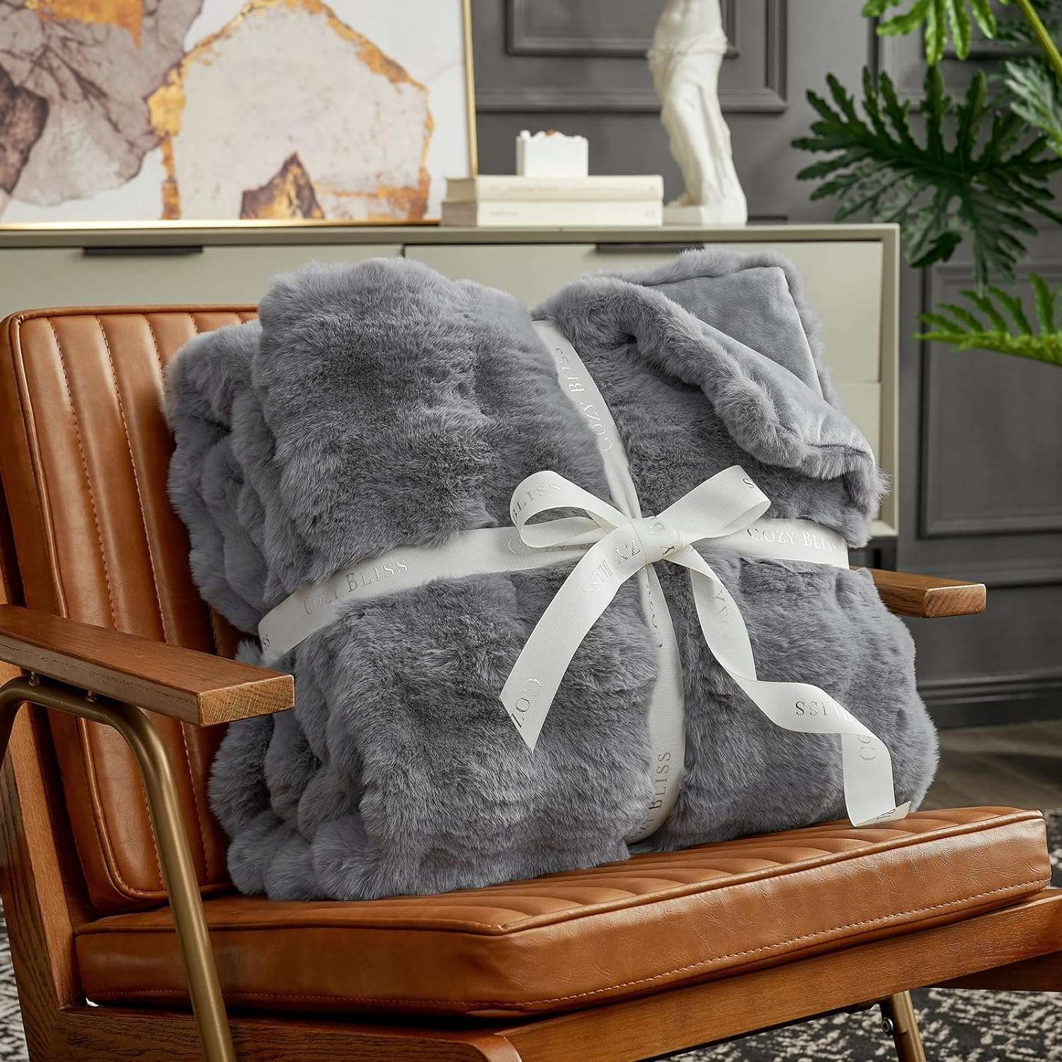 Artisan Bubble Faux Fur Throw Blanket with Unique Tie-Dye Design
