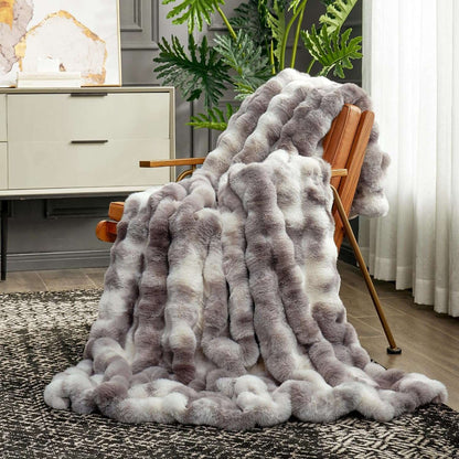 Artisan Bubble Faux Fur Throw Blanket with Unique Tie-Dye Design