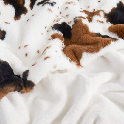 Luxurious Cow Print Faux Fur Throw Blanket for Stylish Decor