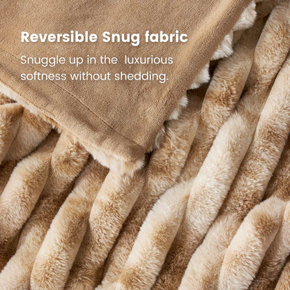 Luxurious Striped Faux Fur Throw Blanket for Cozy Comfort
