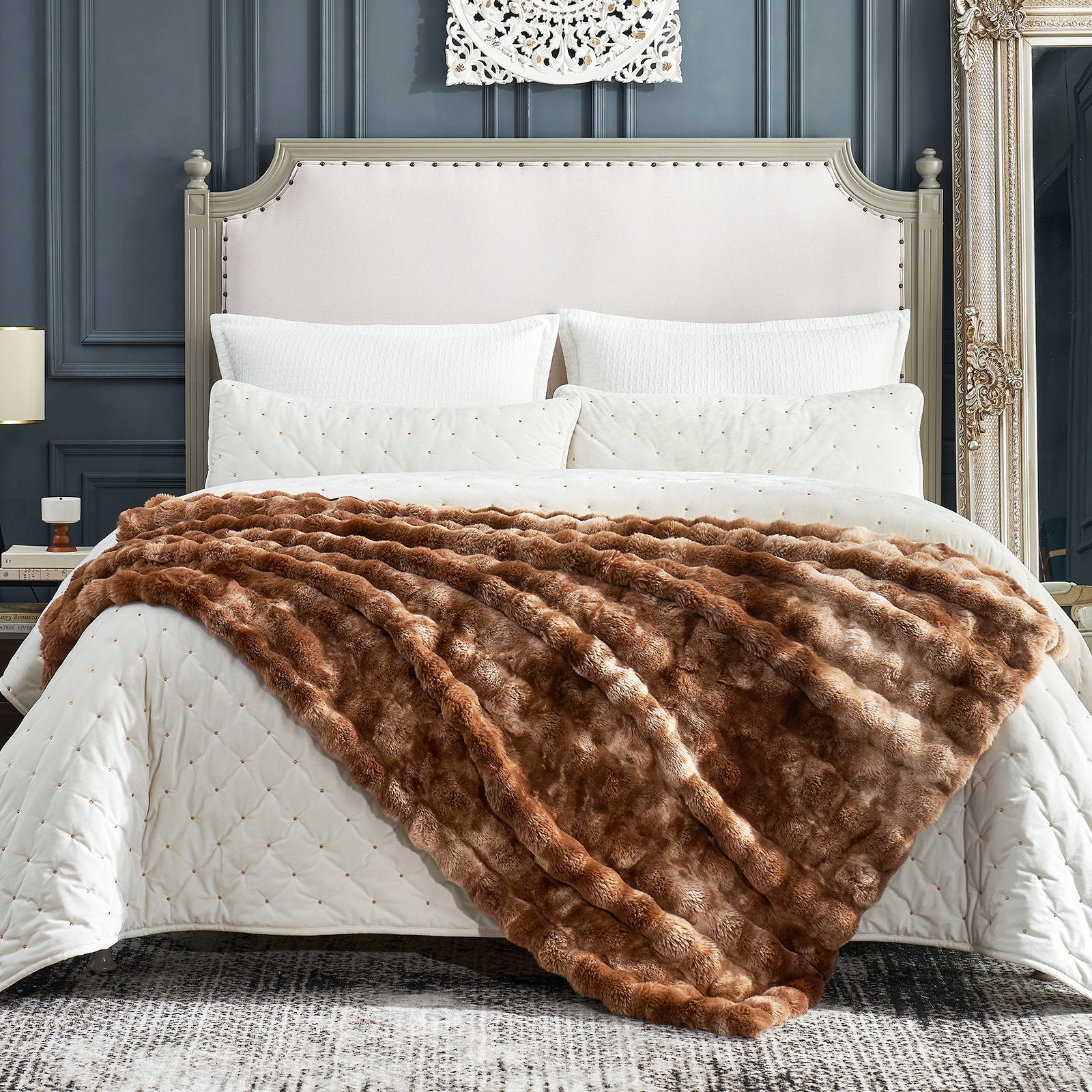 Artisan Bubble Faux Fur Throw Blanket with Unique Tie-Dye Design