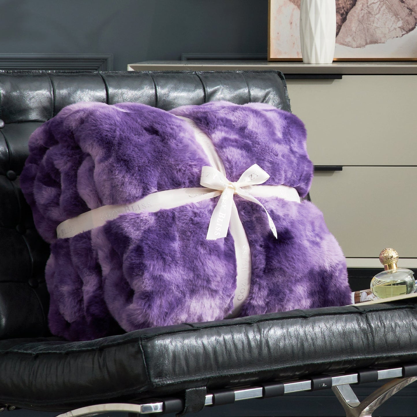 Artisan Bubble Faux Fur Throw Blanket with Unique Tie-Dye Design