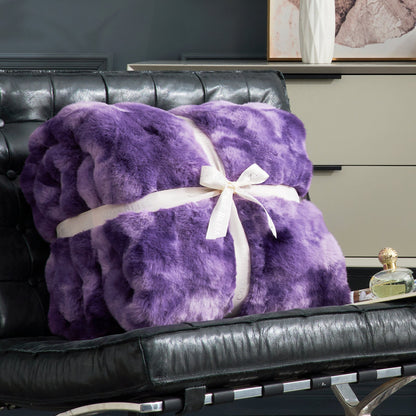 Artisan Bubble Faux Fur Throw Blanket with Unique Tie-Dye Design