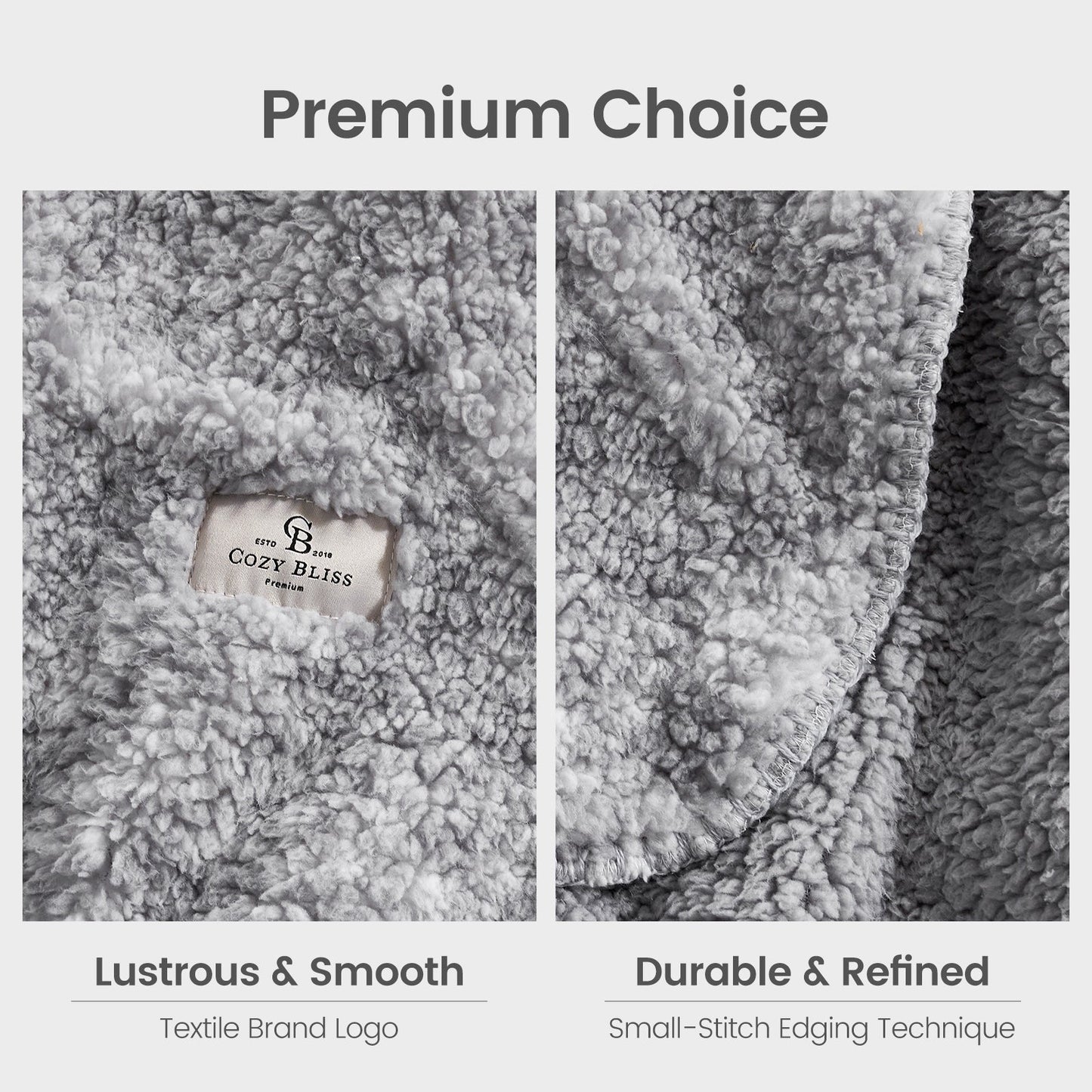 Cozy Bliss Reversible Dual-Sided Sherpa Throw Blanket