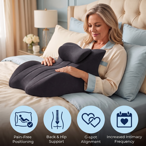The Original Honeymoon Couples Pillow, 27° Memory Foam Support Cushion, Non-Flattening Core, Washable Cover, 4 Colors