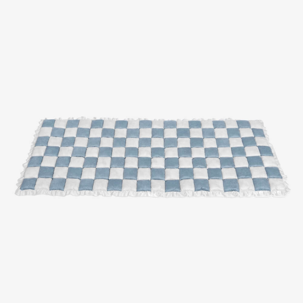 Cozy Cream Plaid Square Fuzzy Pet Dog Bed Cover