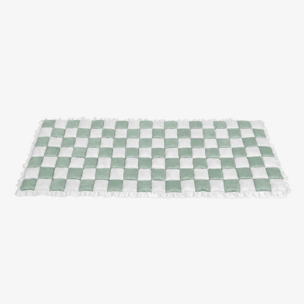 Cozy Cream Plaid Square Fuzzy Pet Dog Bed Cover