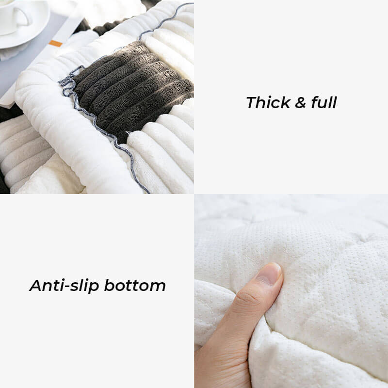 Cozy Cream Plaid Square Fuzzy Pet Dog Bed Cover