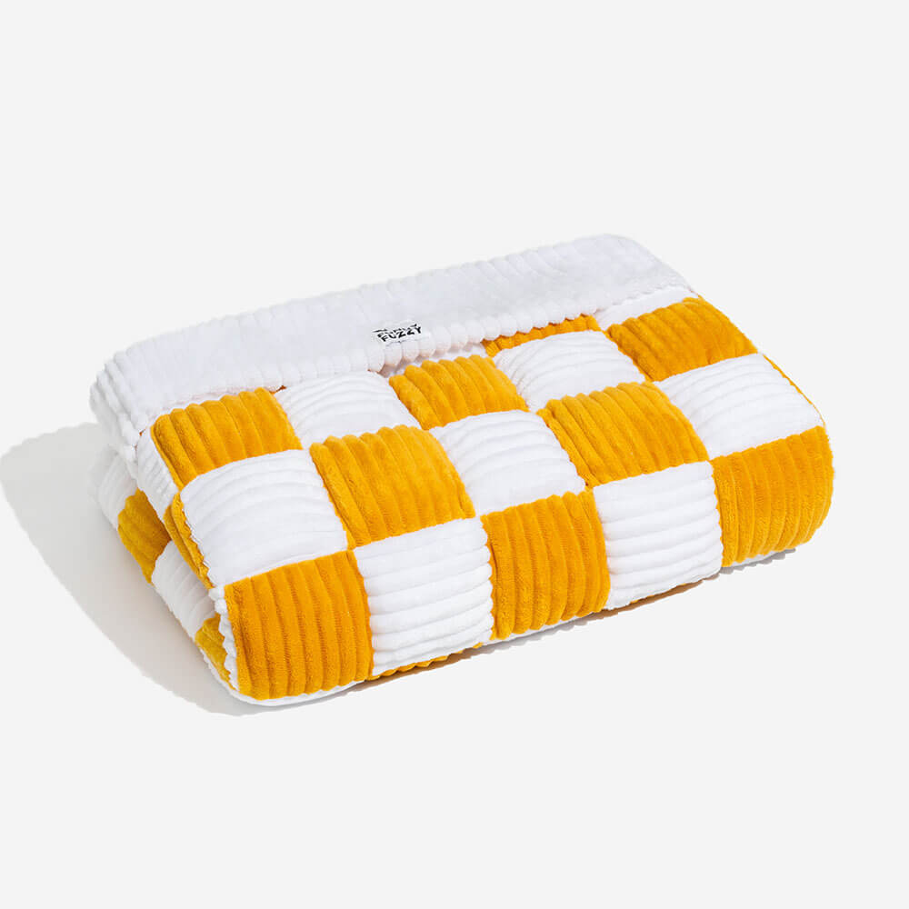 Cozy Cream Square Plaid Dog Mat Protector Cover for Furniture