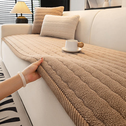 Creamy Soft Breathable Lambskin Couch Cover - Stylish Comfort