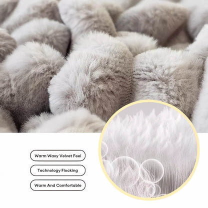 Vertical Stripe Thickened Faux Rabbit Fur Mattress Protector Fitted Sheet