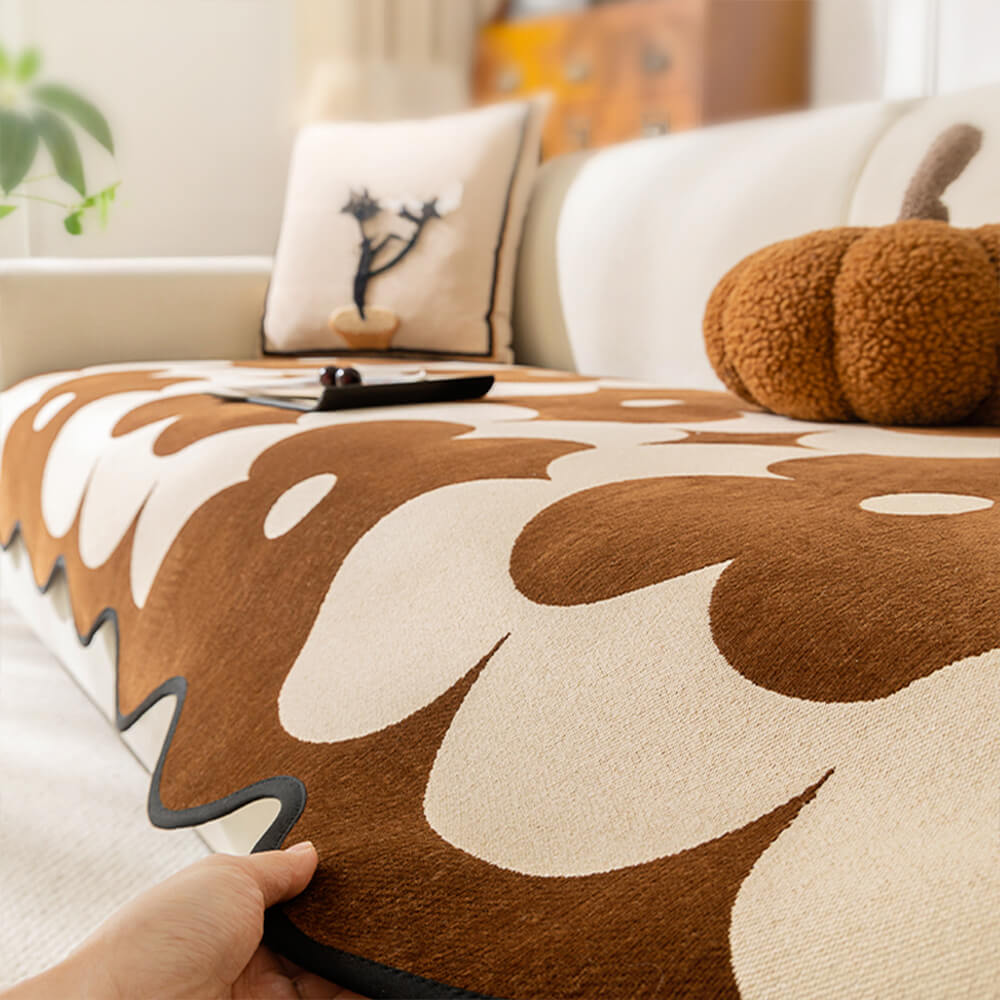 Elegant Soft Chenille Flower Couch Cover - Stylish Protection