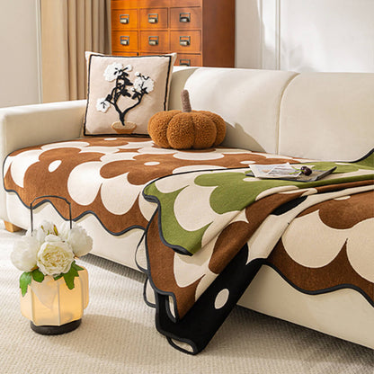 Elegant Soft Chenille Flower Couch Cover - Stylish Protection