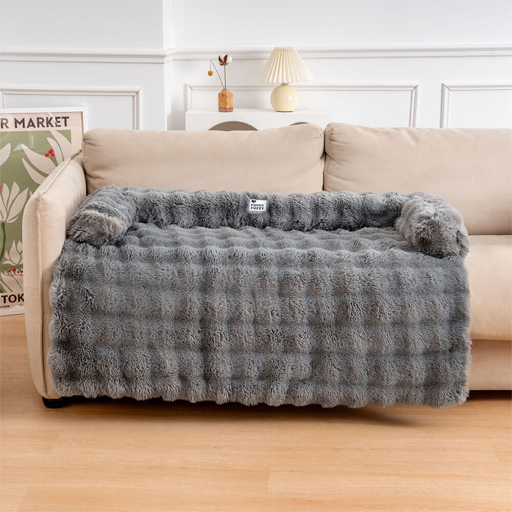 Cozy Fluffy Fuzzy Calming Dog Bed Sofa Protector Mat