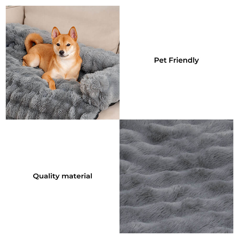Cozy Fluffy Fuzzy Calming Dog Bed Sofa Protector Mat
