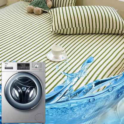 Elegant Striped Milk Velvet Non-Slip Fitted Sheet Set for Cozy Comfort
