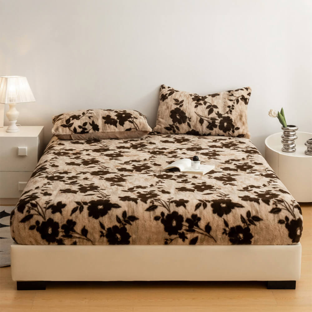 Cozy Leopard Print Thickened Faux Rabbit Fur Fitted Sheet Cover