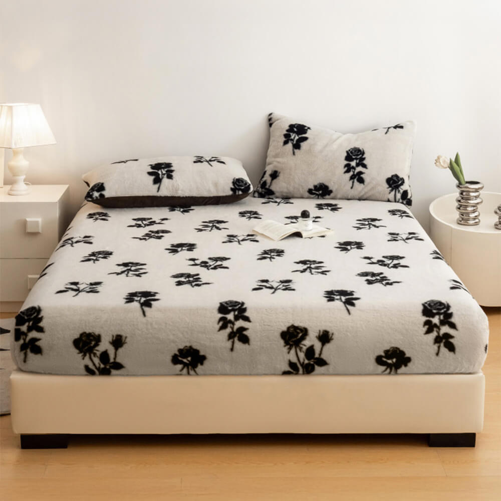 Cozy Leopard Print Thickened Faux Rabbit Fur Fitted Sheet Cover