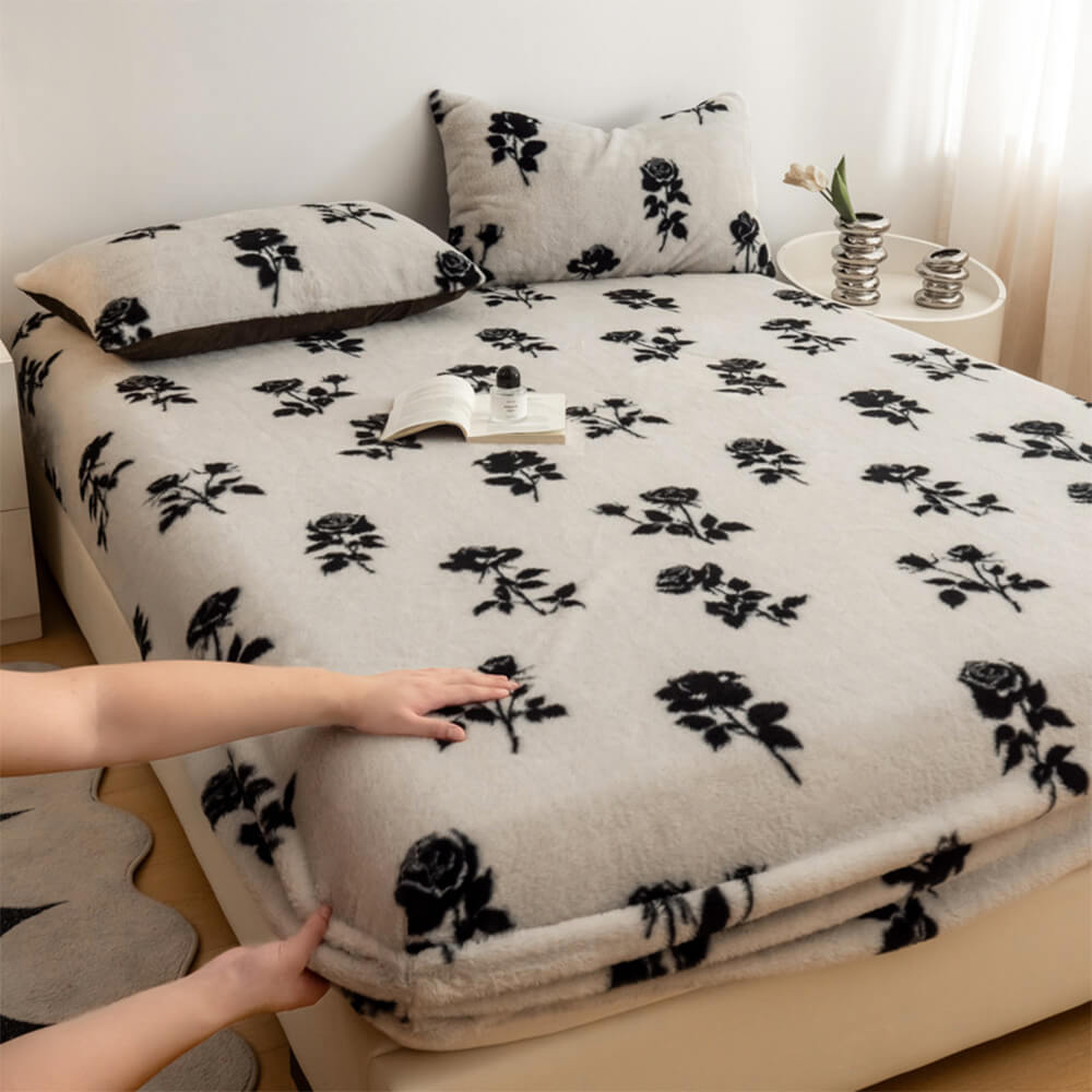 Cozy Leopard Print Thickened Faux Rabbit Fur Fitted Sheet Cover